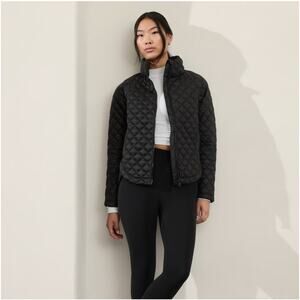 Athleta Jacket Womens Small Tall Black Whisper Featherless Puffer Quilted Nylon